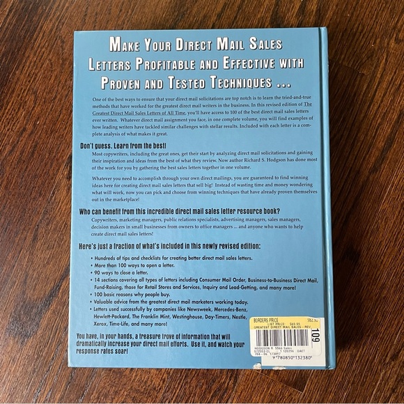 BOOK ~ “THE GREATEST DIRECT MAIL SALES LETTERS OF ALL TIME”- Richard S. Hodgson - Picture 2 of 13